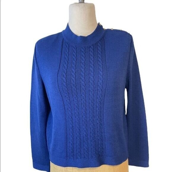 St. John Sport Ribbed  Santana knit Sweater Blue Indigo Small - Picture 1 of 5